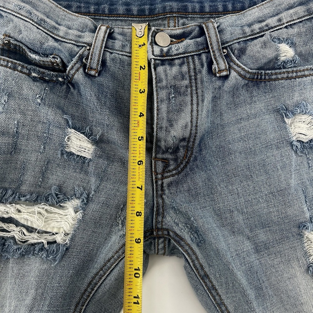 MNML Jeans Men's 28 Distressed Light Wash Ripped Denim Straight Button Fly - Picture 9 of 16